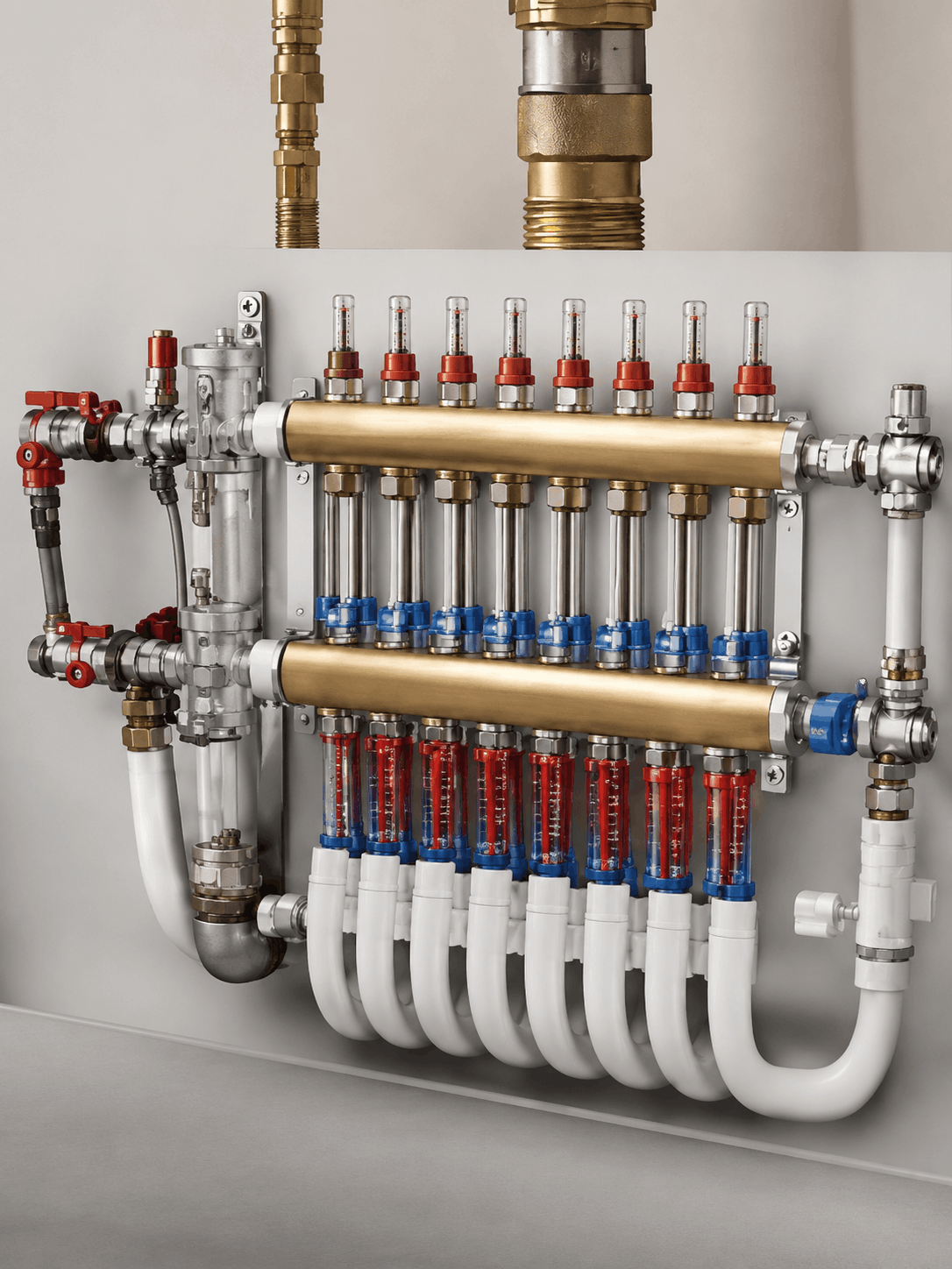 Collecteur de chauffage et vannes — installation MTC Chauffage